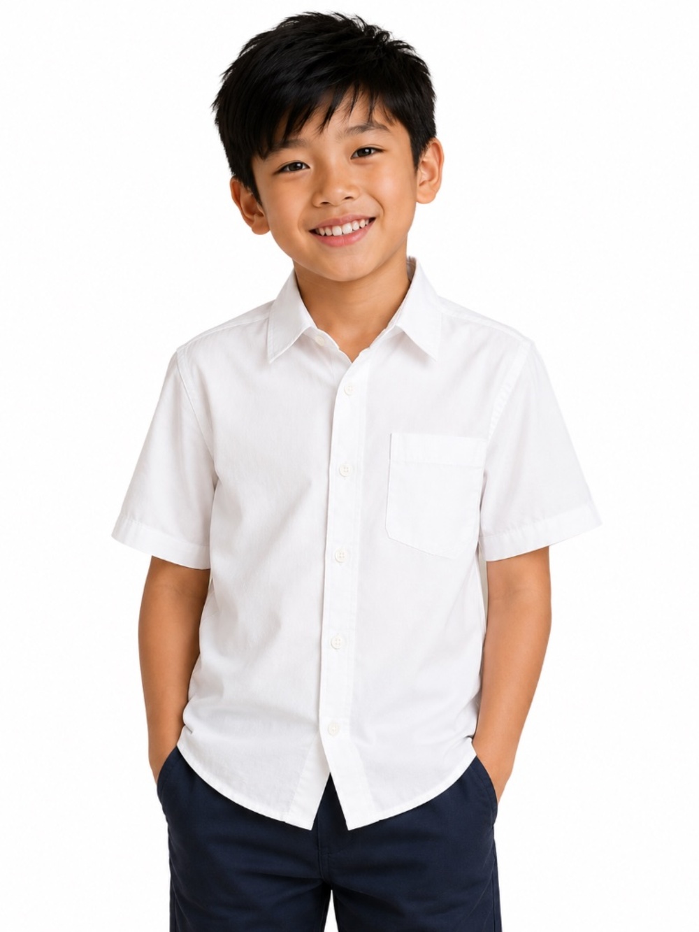 Gioberti Boys White Short Sleeve Button Front Dress Shirt Size 10 Uniform